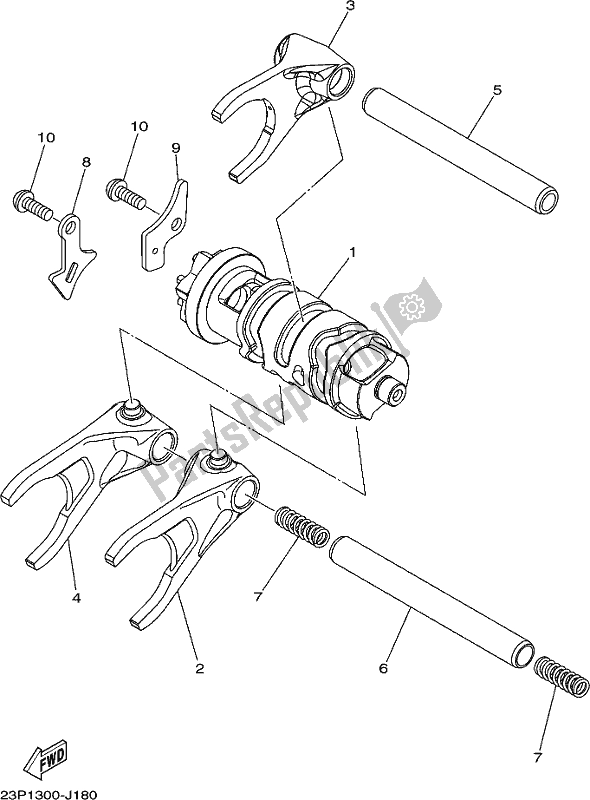 All parts for the Shift Cam & Fork of the Yamaha XT 1200 ZE 2017 All parts for the Shift Cam & Fork of the Yamaha XT 1200 ZE 2017