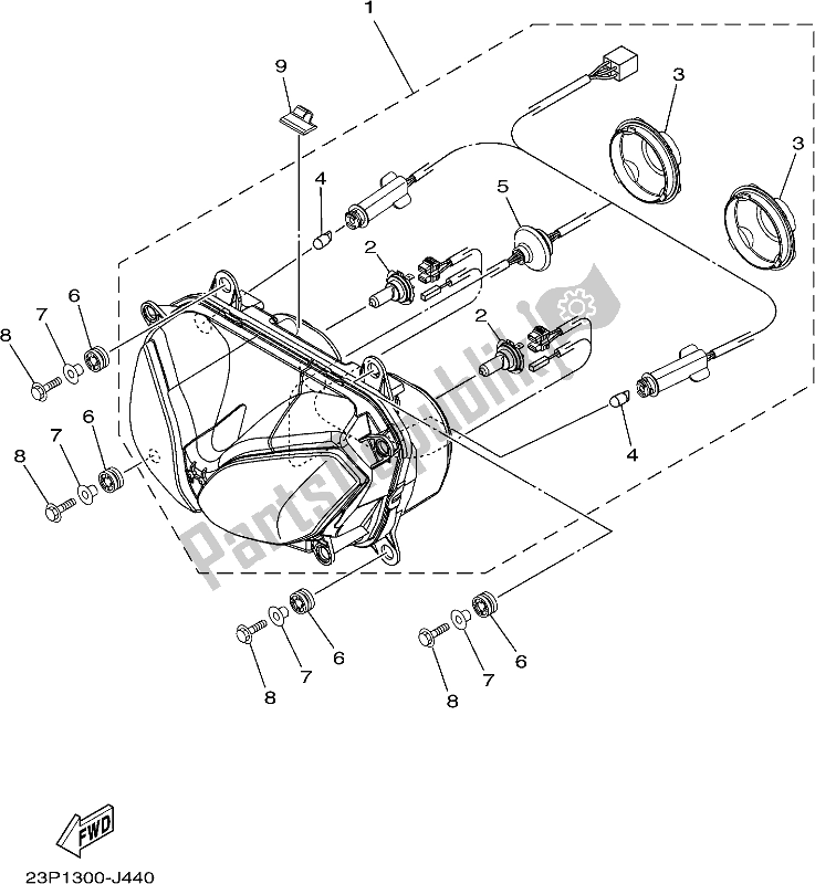 All parts for the Headlight of the Yamaha XT 1200 ZE 2019