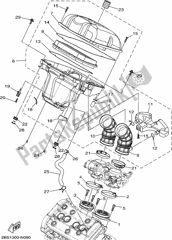 All parts for the Intake of the Yamaha XT 1200 ZE 2019
