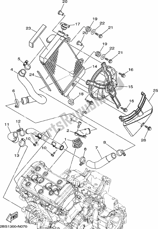 All parts for the Radiator & Hose of the Yamaha XT 1200 ZE 2019