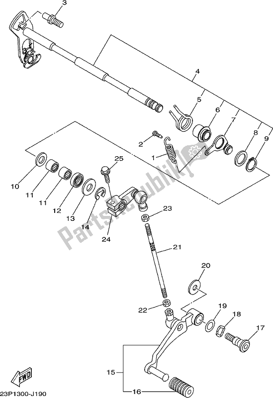 All parts for the Shift Shaft of the Yamaha XT 1200 ZE 2019