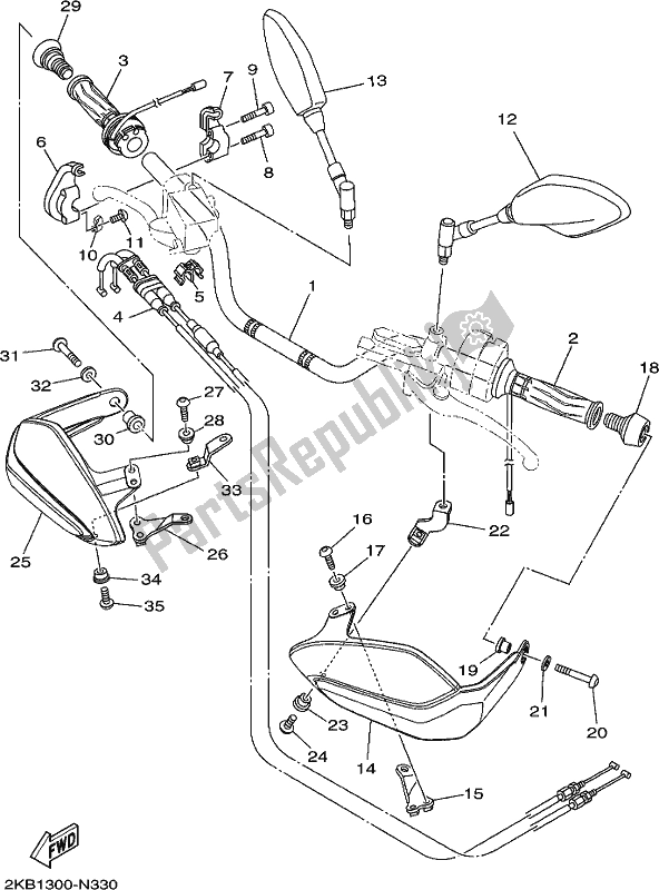 All parts for the Steering Handle & Cable of the Yamaha XT 1200 ZE 2019