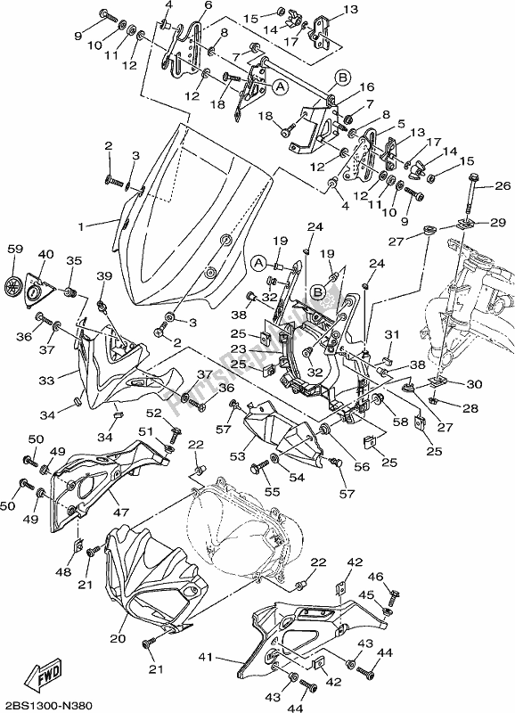All parts for the Windshield of the Yamaha XT 1200 ZE 2019