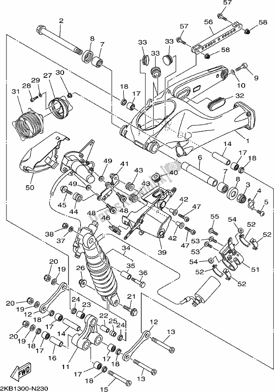 All parts for the Rear Arm & Suspension of the Yamaha XT 1200 ZE 2020