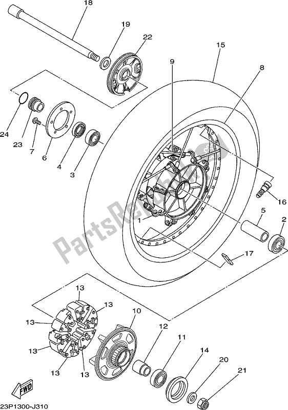 Todas as partes de Roda Traseira do Yamaha XT 1200 ZE 2020