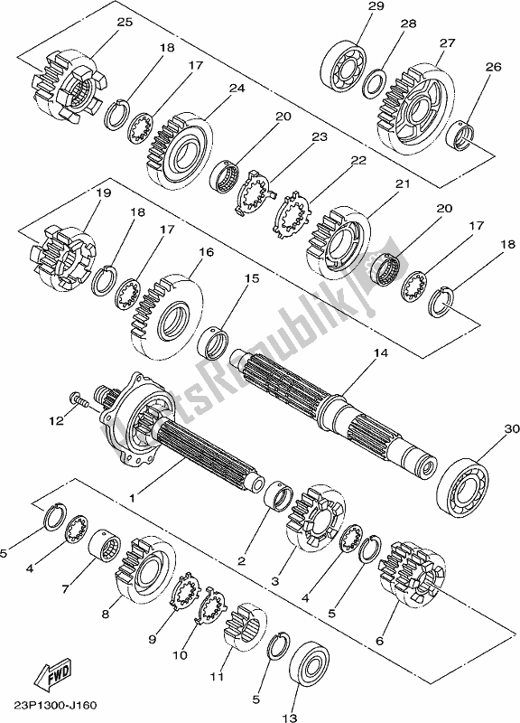 All parts for the Transmission of the Yamaha XT 1200 ZE 2020