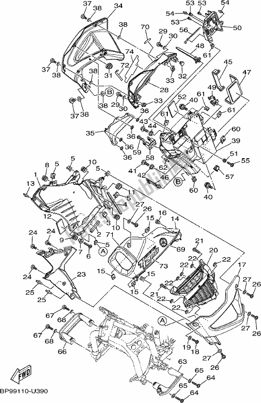 Toutes les pièces pour le Capot du Yamaha XT 1200 ZE 2021