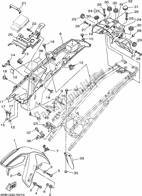 All parts for the Fender of the Yamaha XT 1200 ZE 2021