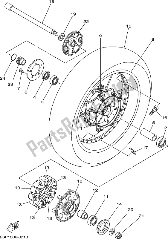 Wszystkie części do Tylne Ko? O Yamaha XT 1200 ZE 2021