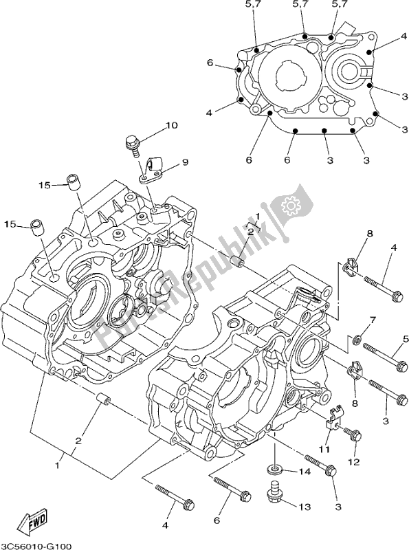 All parts for the Crankcase of the Yamaha XT 250 2017