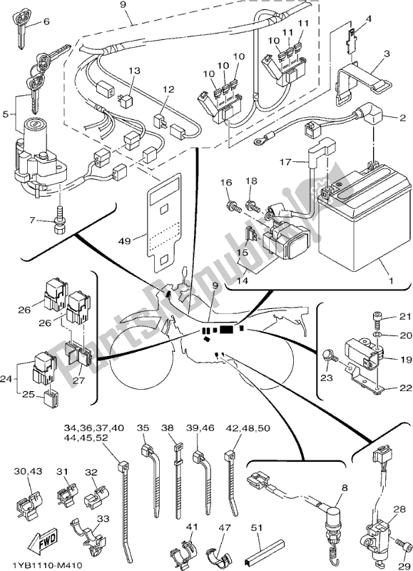 All parts for the Electrical 1 of the Yamaha XT 250 2017