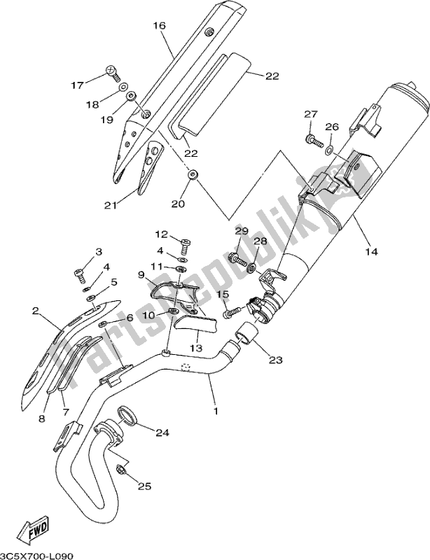 Tutte le parti per il Scarico del Yamaha XT 250 2017