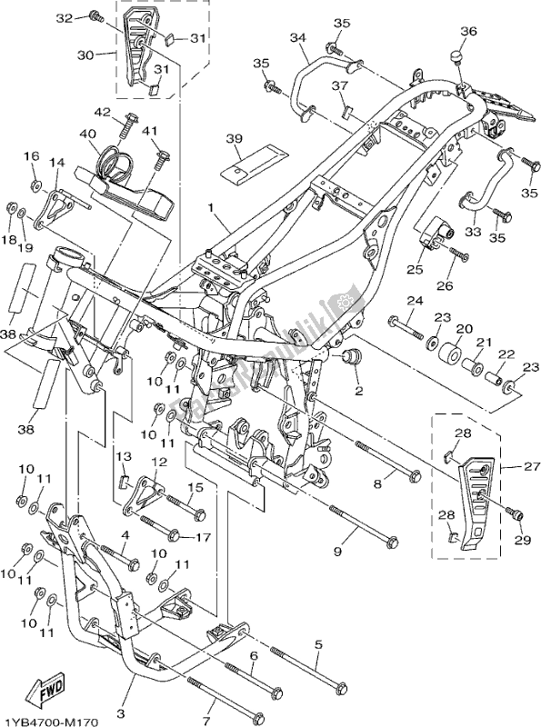 All parts for the Frame of the Yamaha XT 250 2017