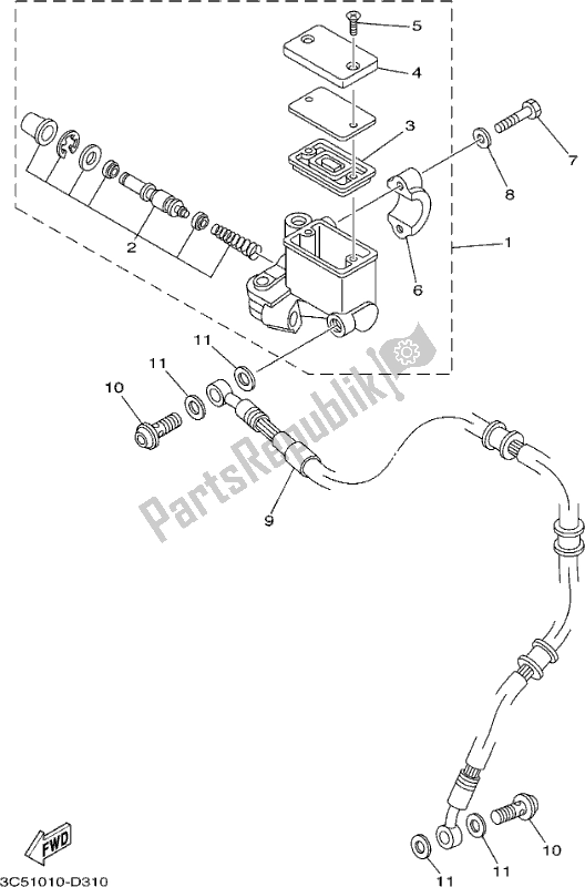 Toutes les pièces pour le Maître-cylindre Avant du Yamaha XT 250 2017