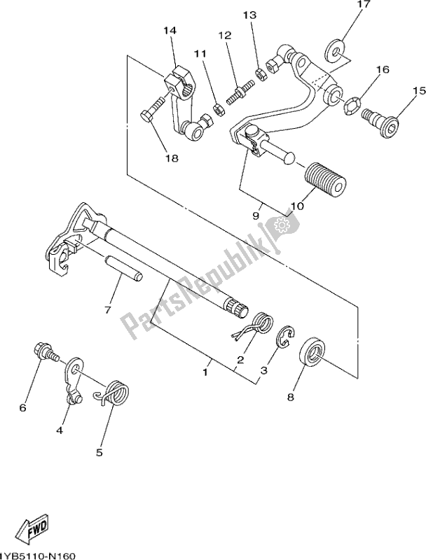 All parts for the Shift Shaft of the Yamaha XT 250 2017