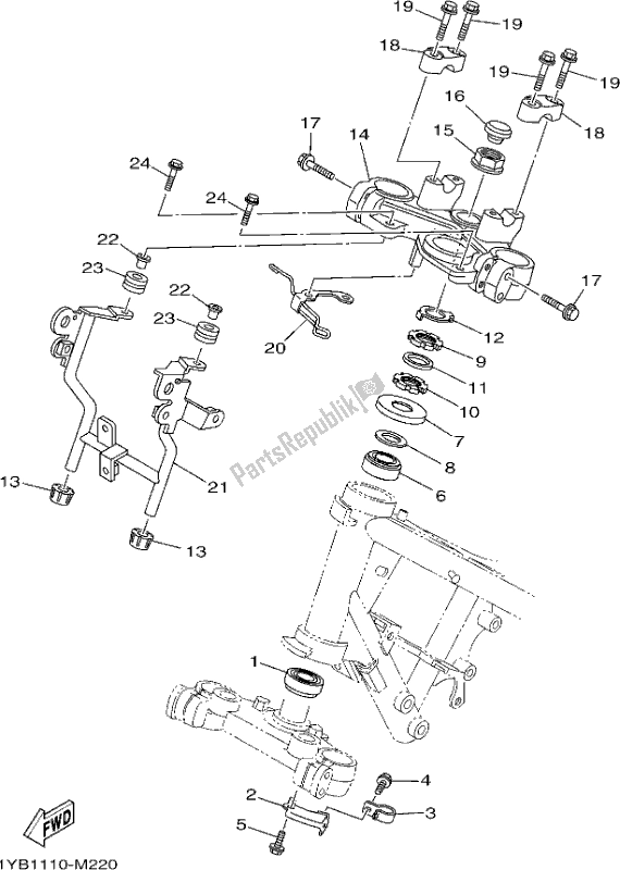 All parts for the Steering of the Yamaha XT 250 2017