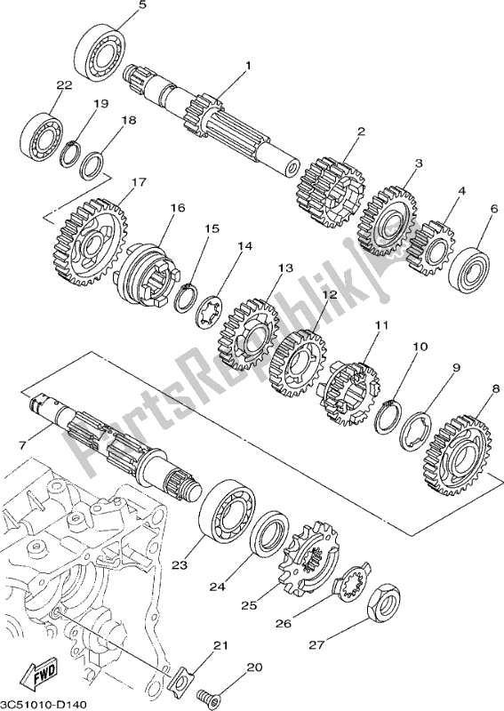 Toutes les pièces pour le Transmission du Yamaha XT 250 2017