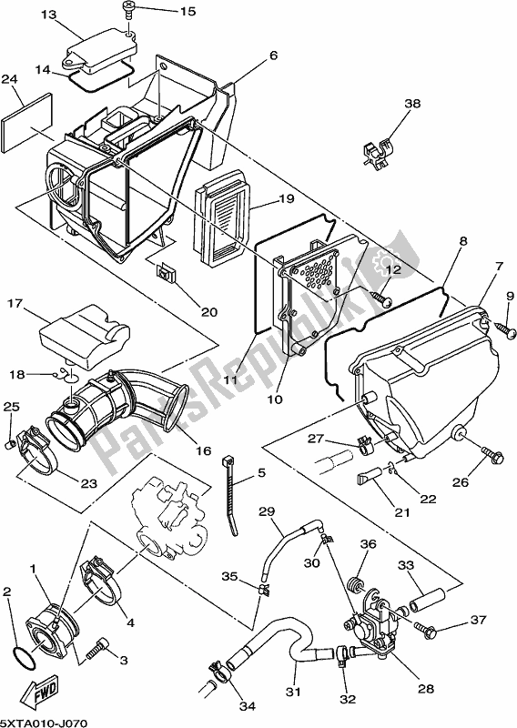 Todas as partes de Ingestão do Yamaha XT 250 2018