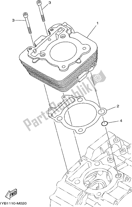 All parts for the Cylinder of the Yamaha XT 250 2019