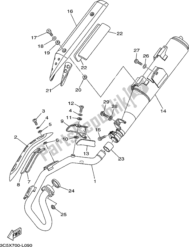 Tutte le parti per il Scarico del Yamaha XT 250 2019