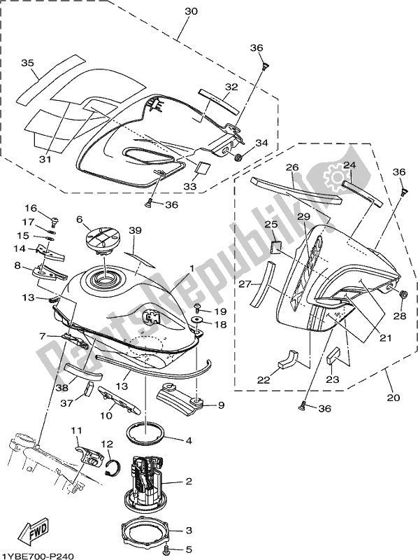 Tutte le parti per il Serbatoio Di Carburante del Yamaha XT 250 2019