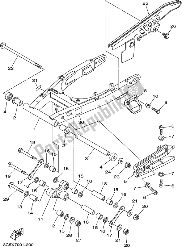 All parts for the Rear Arm of the Yamaha XT 250 2019