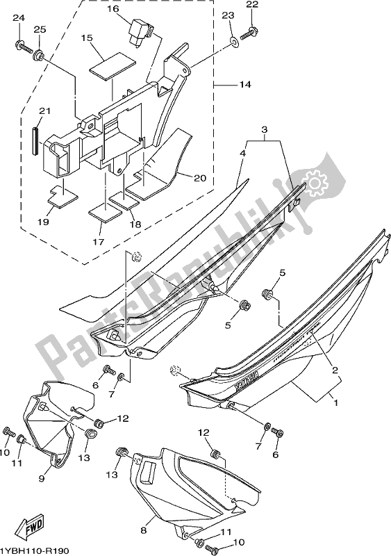 All parts for the Side Cover of the Yamaha XT 250 2019