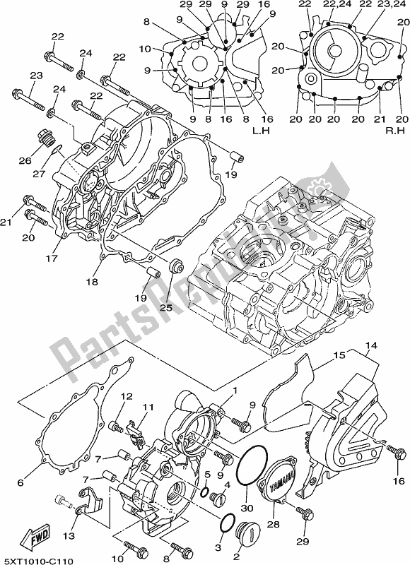 Tutte le parti per il Coperchio Del Carter 1 del Yamaha XT 250 2020