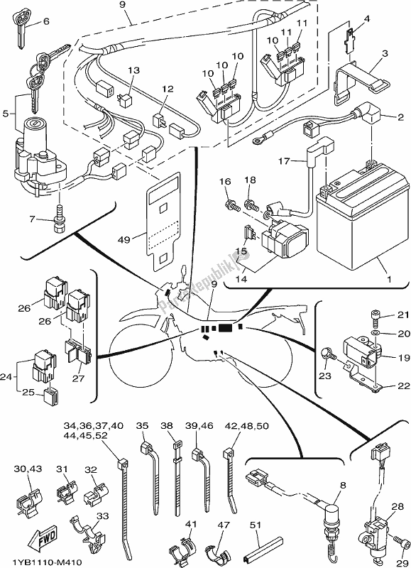 Tutte le parti per il Elettrico 1 del Yamaha XT 250 2020