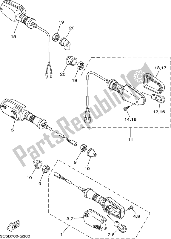 Tutte le parti per il Luce Lampeggiante del Yamaha XT 250 2020