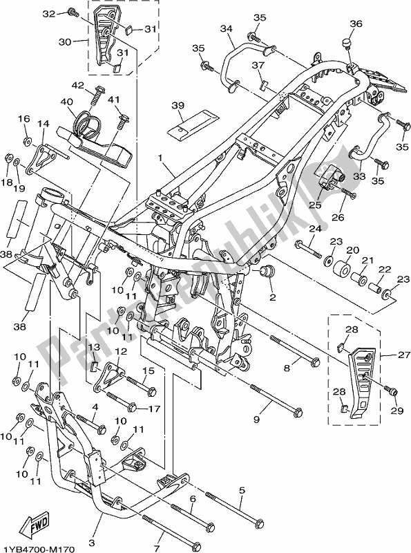 Tutte le parti per il Telaio del Yamaha XT 250 2020