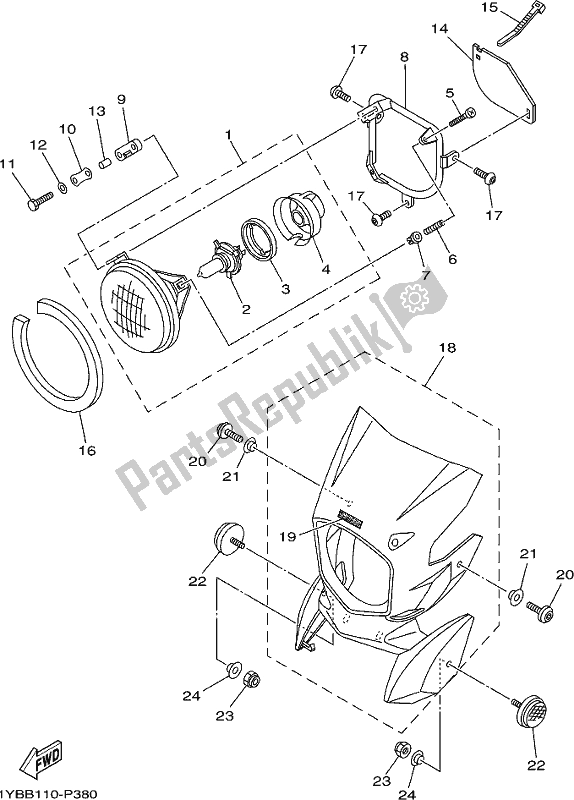 Tutte le parti per il Faro del Yamaha XT 250 2020