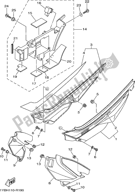 Tutte le parti per il Coperchio Laterale del Yamaha XT 250 2020