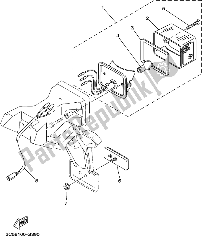 Tutte le parti per il Fanale Posteriore del Yamaha XT 250 2020