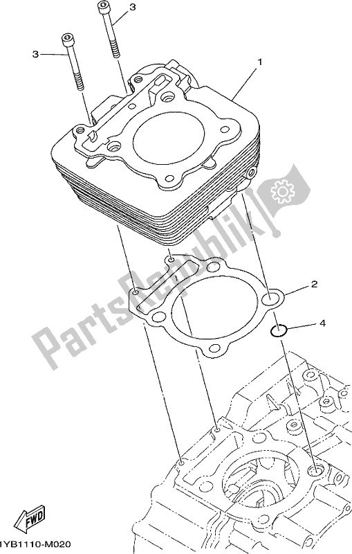 All parts for the Cylinder of the Yamaha XT 250 2021