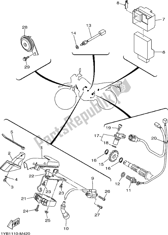 All parts for the Electrical 2 of the Yamaha XT 250 2021