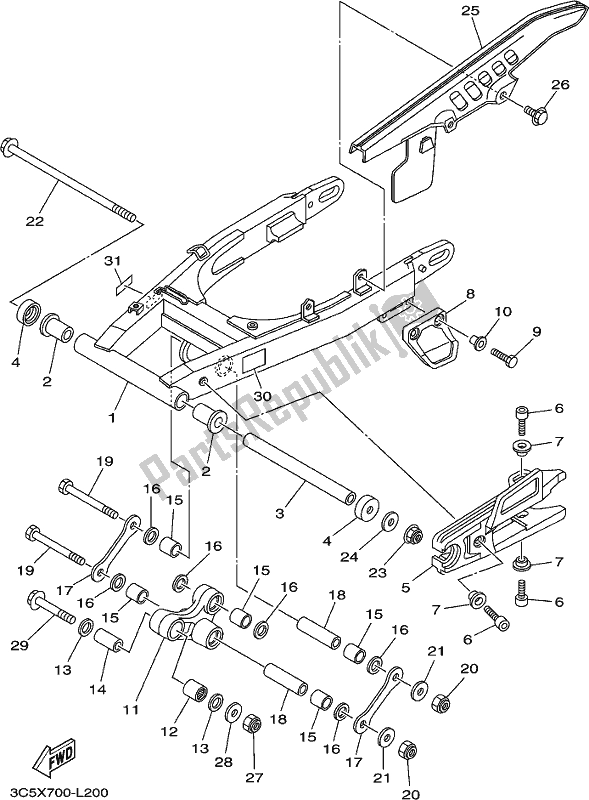 All parts for the Rear Arm of the Yamaha XT 250 2021