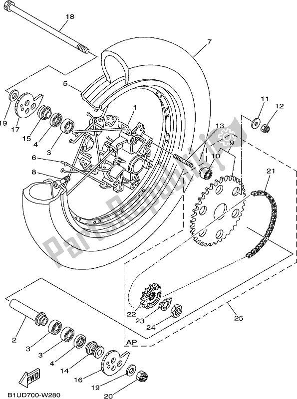 Todas las partes para Rueda Trasera de Yamaha XT 250 2021