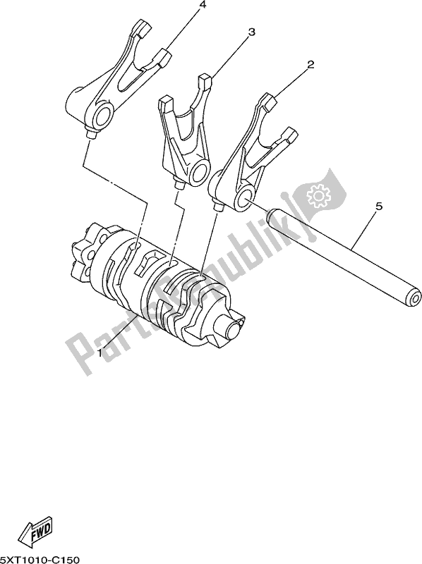 Alle onderdelen voor de Schakelnok & Vork van de Yamaha XT 250 2021