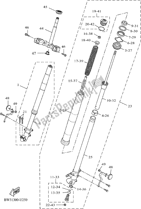 Wszystkie części do Przedni Widelec Yamaha Tenere 700 690 2020