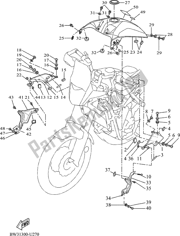 All parts for the Fuel Tank 2 of the Yamaha Tenere 700 690 2020