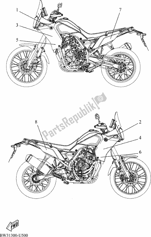 All parts for the Graphic & Emblem of the Yamaha Tenere 700 690 2020