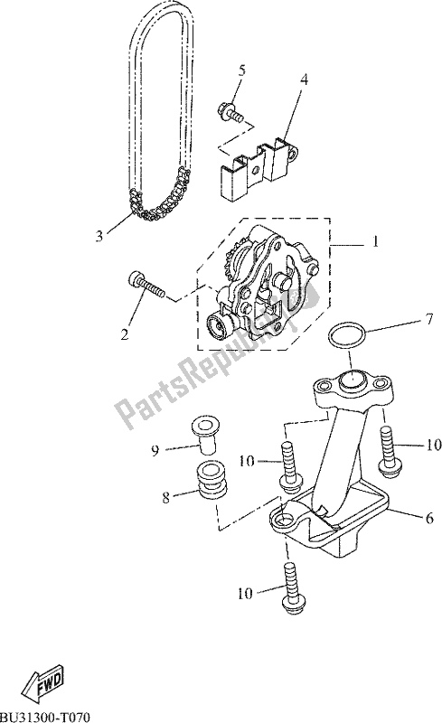 All parts for the Oil Pump of the Yamaha Tenere 700 690 2020