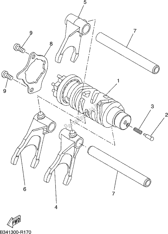 All parts for the Shift Cam & Fork of the Yamaha Tenere 700 690 2020