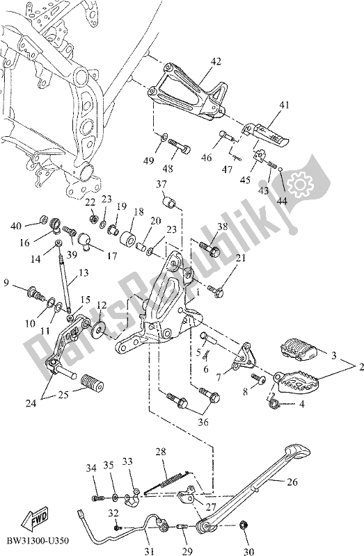 All parts for the Stand & Footrest of the Yamaha Tenere 700 690 2020