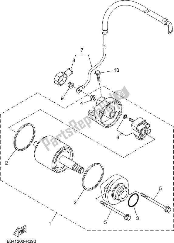 All parts for the Starting Motor of the Yamaha Tenere 700 690 2020