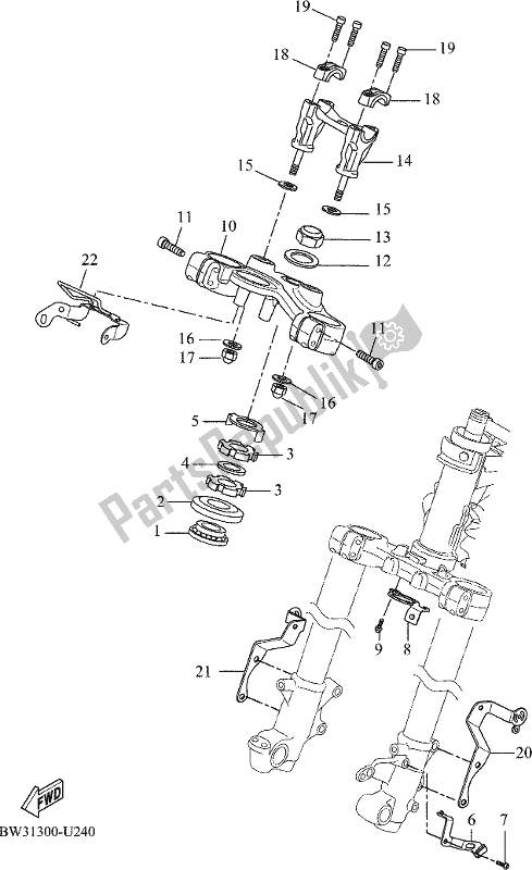 All parts for the Steering of the Yamaha Tenere 700 690 2020