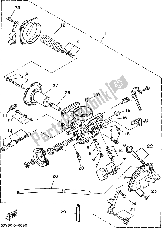 All parts for the Carburetor of the Yamaha XV 250 2018