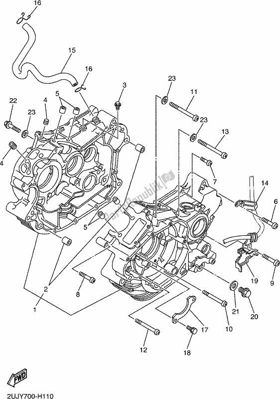 All parts for the Crankcase of the Yamaha XV 250 2018