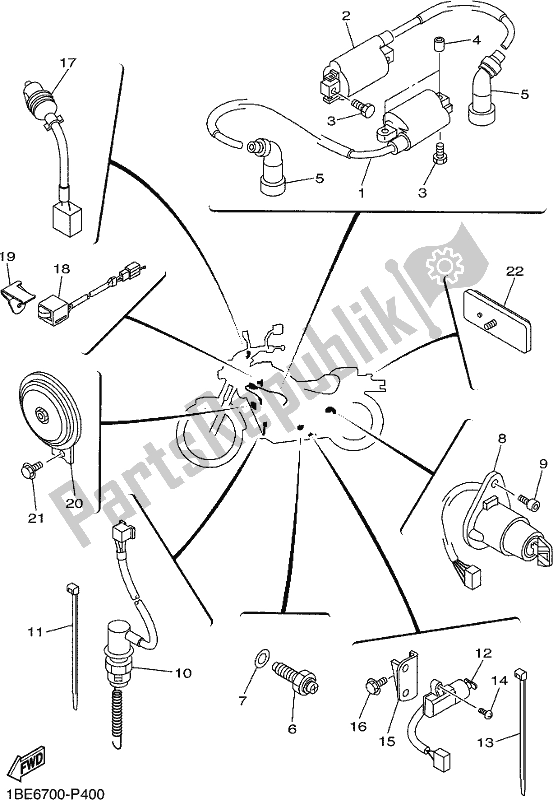 All parts for the Electrical 2 of the Yamaha XV 250 2018